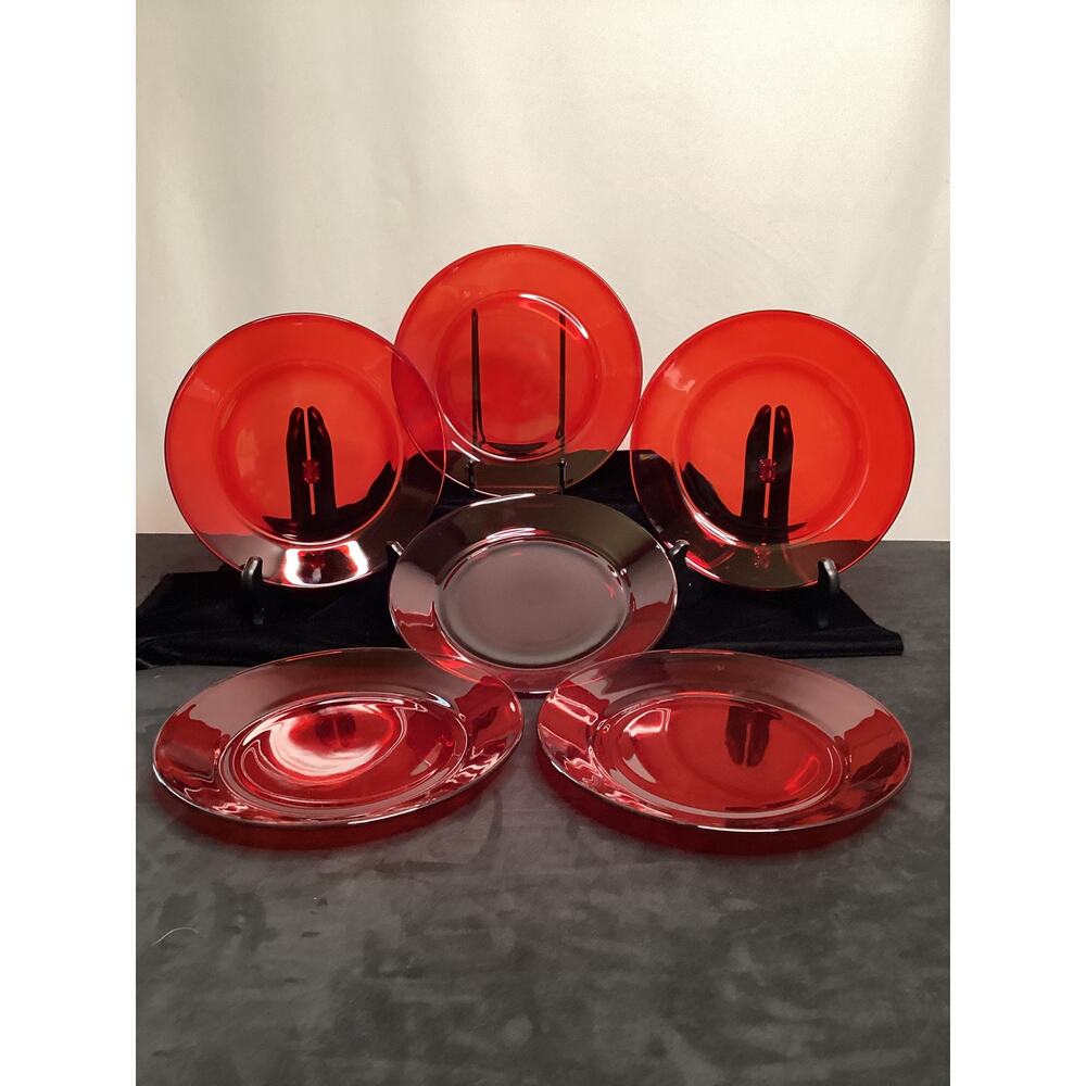 Ruby Red Glass Dessert/ Salad Plates - Picture 2 of 5